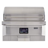 Front view of the Coyote 36-Inch Built-In Wood Pellet Grill with touch screen panel