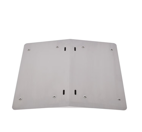 Top-down view of Coyote pellet grill’s heat deflector shield.