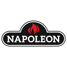 Napoleon Grills logo with red flame icon and bold white text on a black background.