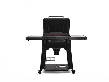 black traeger flatrock 2-zone griddle on a white background