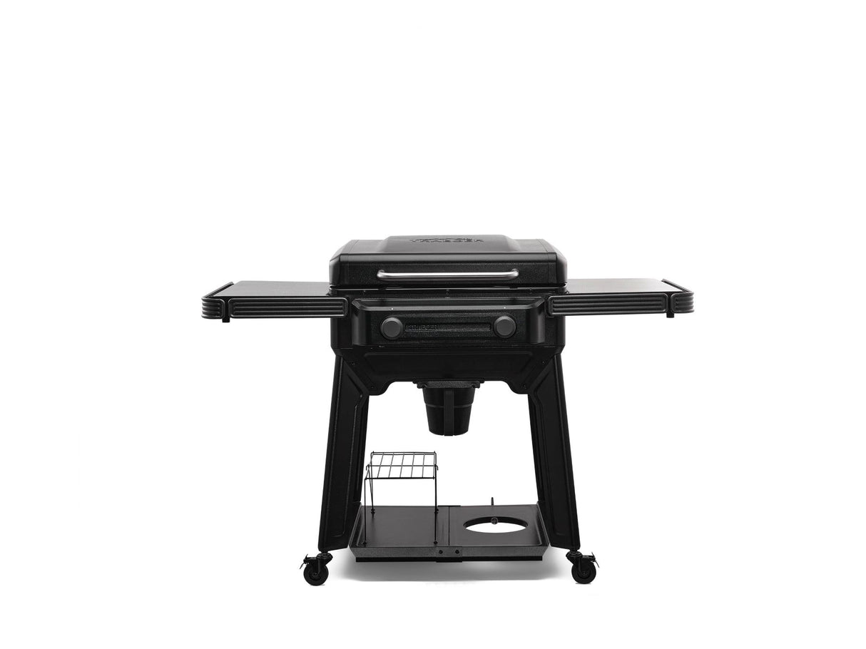 black traeger flatrock 2-zone griddle on a white background