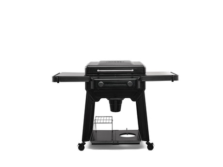 black traeger flatrock 2-zone griddle on a white background