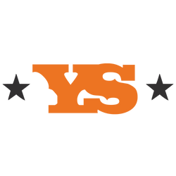 Yoder Smokers logo with bold orange initials YS and star icons.