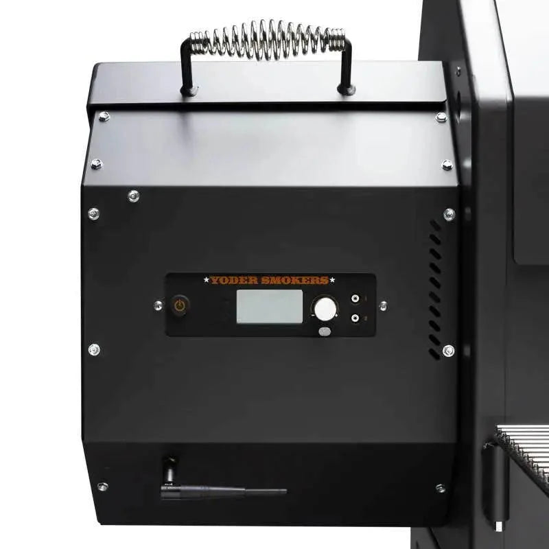 View of the ACS WiFi Controller and Hopper on the Yoder Smokers YS480S-BI Built-in Wood Pellet Grill