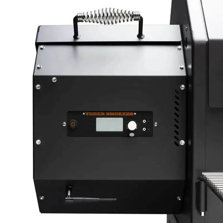 View of the ACS WiFi Controller and Hopper on the Yoder Smokers YS480S-BI Built-in Wood Pellet Grill