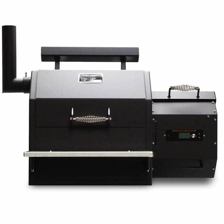 Front view of the Yoder Smokers YS480S-BI Built-in wood pellet grill with the right side hopper.