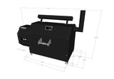 Technical diagram of Yoder Smokers YS640s built-in pellet grill with cutout and overall measurements