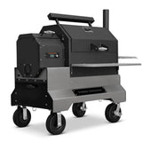 Yoder Smokers Wood-Fired Pellet Grill YS640S Comp (Silver) + Stainless Steel Shelves + 10inch Wheels + 2nd Level Slide Out Cooking + Storage Drawer