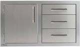 Alfresco 32" Stainless Steel Soft Close Door & Triple Drawer Combo AXE-DDC-L/R-SC - Texas Star Grill Shop AXE-DDC-L-SC