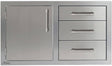 Alfresco 32" Stainless Steel Soft Close Door & Triple Drawer Combo AXE-DDC-L/R-SC - Texas Star Grill Shop AXE-DDC-L-SC