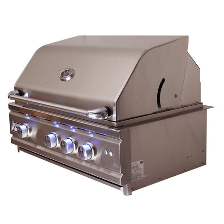 RCS 30" Cutlass Pro Grill W/ Rear Burner & Blue LEDs - Texas Star Grill Shop RON30A-NG