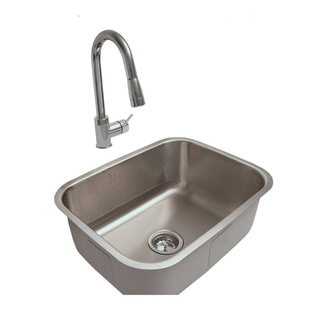 RCS Stainless Undermount Sink & Pull Down Faucet - 21" x 15" - Texas Star Grill Shop RSNK2