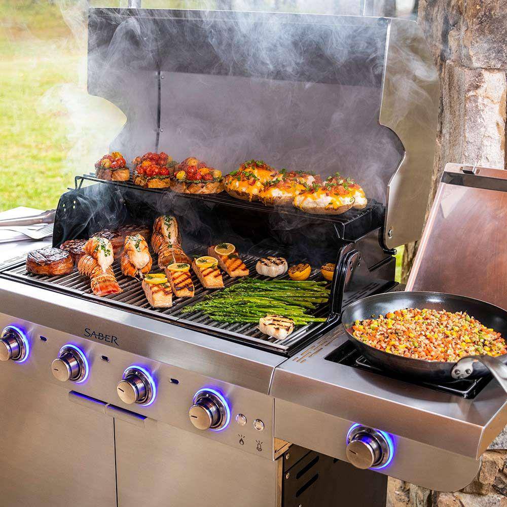 Saber 4-Burner Select Freestanding Infrared Grill with Side Burner 40" R52SC0421 - Texas Star Grill Shop R52SC0421