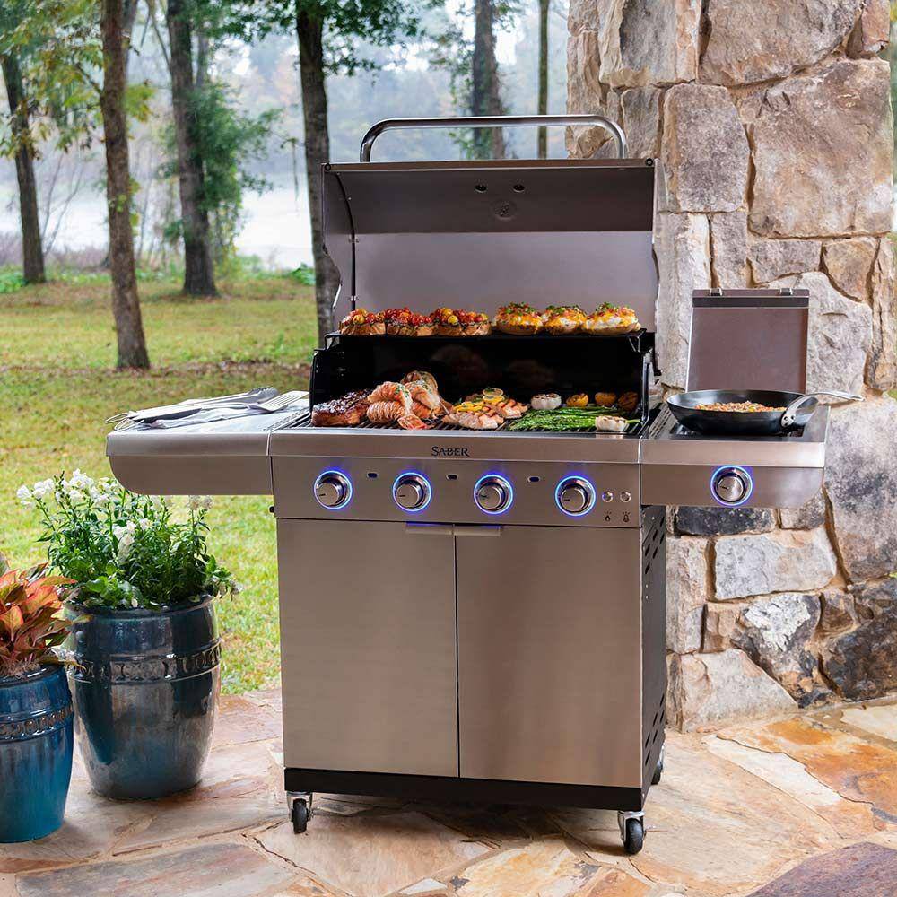 Saber 4-Burner Select Freestanding Infrared Grill with Side Burner 40" R52SC0421 - Texas Star Grill Shop R52SC0421