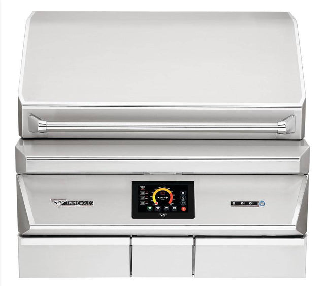 Twin Eagles 36-inch built-in wood pellet grill and smoker with Wi-Fi control, stainless steel construction, and touchscreen display.