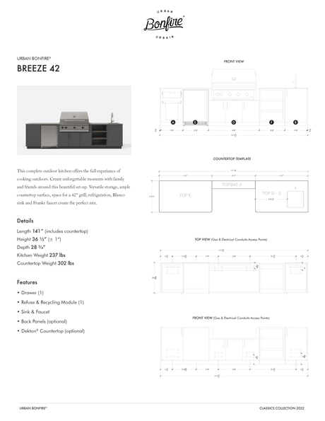 Urban Bonfire Breeze 42 with Dekton Countertop - Texas Star Grill Shop BREEZE 42