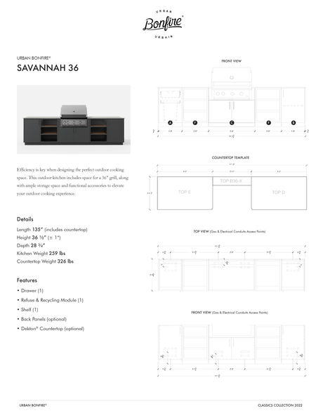 Urban Bonfire Savannah 36 with Dekton Countertop - Texas Star Grill Shop SAVANNAH 36