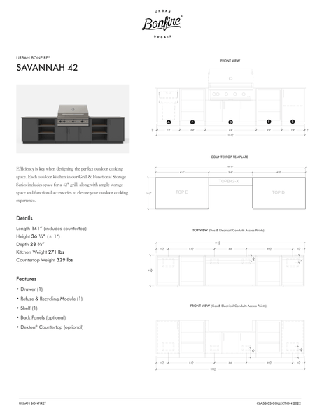 Urban Bonfire Savannah 42 with Dekton Countertop - Texas Star Grill Shop SAVANNAH 42