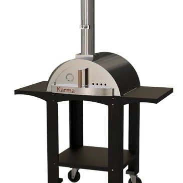 WPPO Karma 25 - Black with Black Stand on Casters and Side Shelf - Texas Star Grill Shop WKK-01S-WS-Black