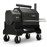 Yoder Pellet Grill YS640S Comp (Black) + Stainless Steel Shelves + 8inch Wheels + 2nd Level Slide Out Cooking - Texas Star Grill Shop 9612B22-000